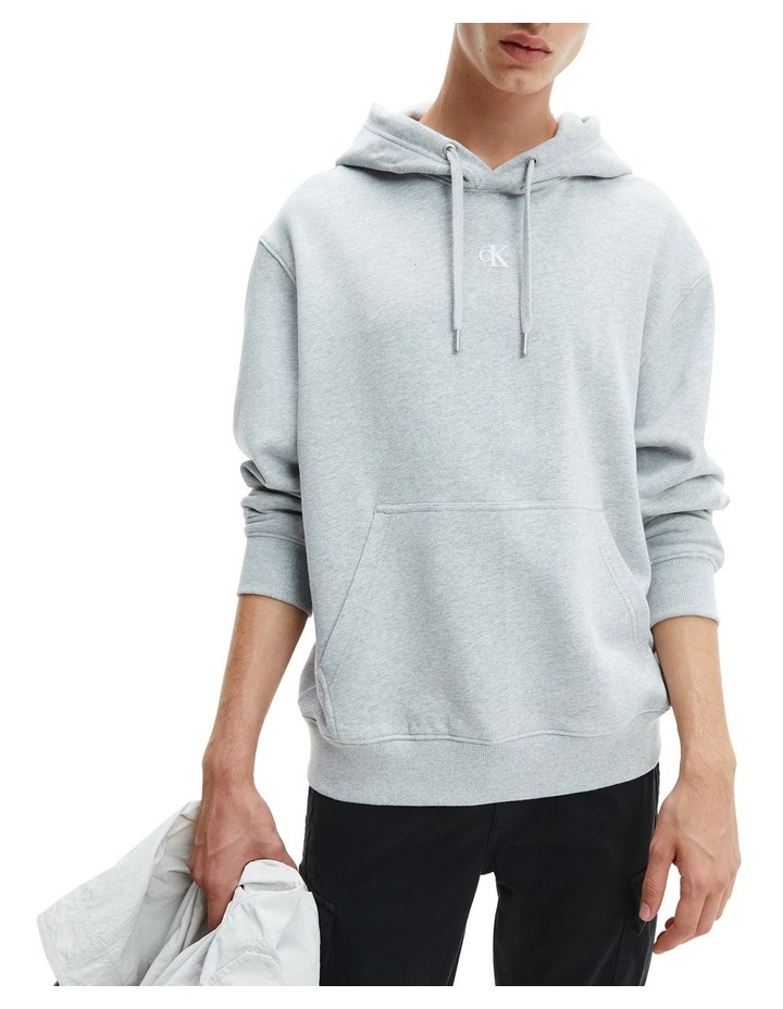 Calvin Klein Jeans Cut Off Two Tone Monogram Hoodie Light Heather