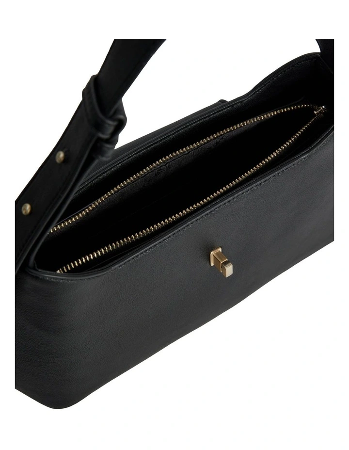 Re-Lock Faux Leather Shoulder Bag in Black image 3