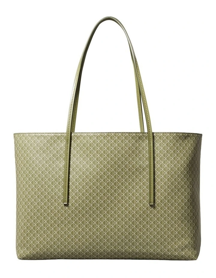 Emblem Allover Print Tote Bag in Green image 1