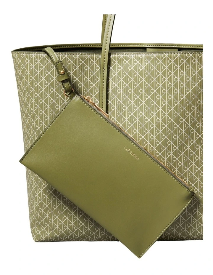 Emblem Allover Print Tote Bag in Green image 3