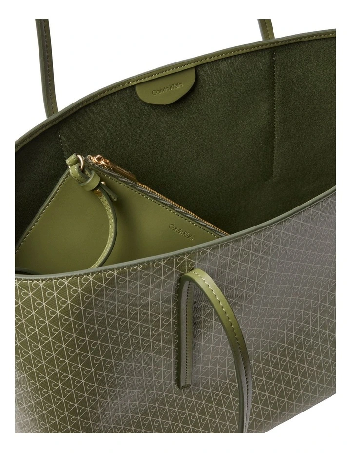 Emblem Allover Print Tote Bag in Green image 4