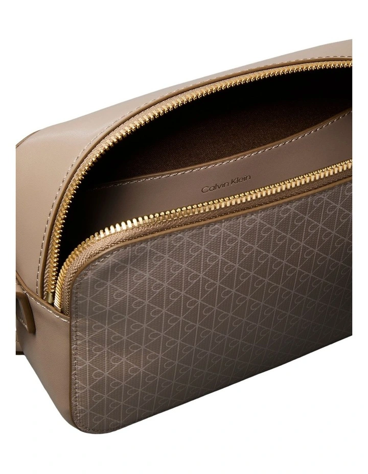 Emblem Allover Print Crossbody Bag in Desert Taupe image 4