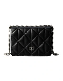 Quilted Mini Chain Crossbody Bag in Black