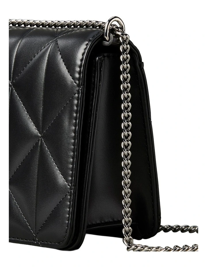 Quilted Mini Chain Crossbody Bag in Black image 4
