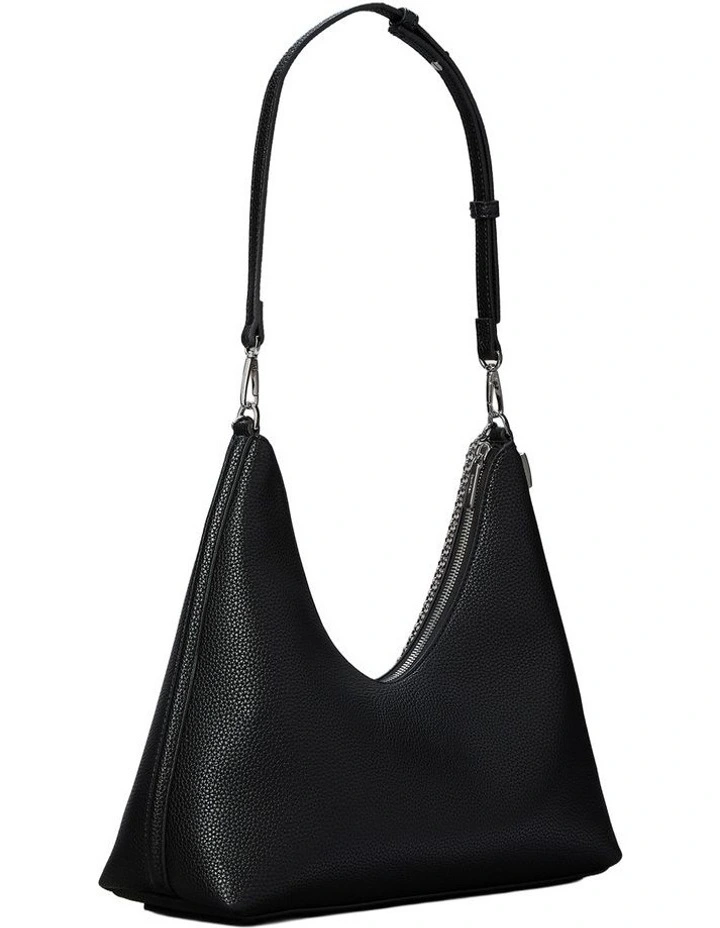 Emblem Hardware Pebble Shoulder Bag in Black image 2