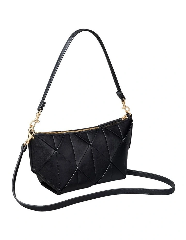 Woven Shoulder Bag in Black image 2
