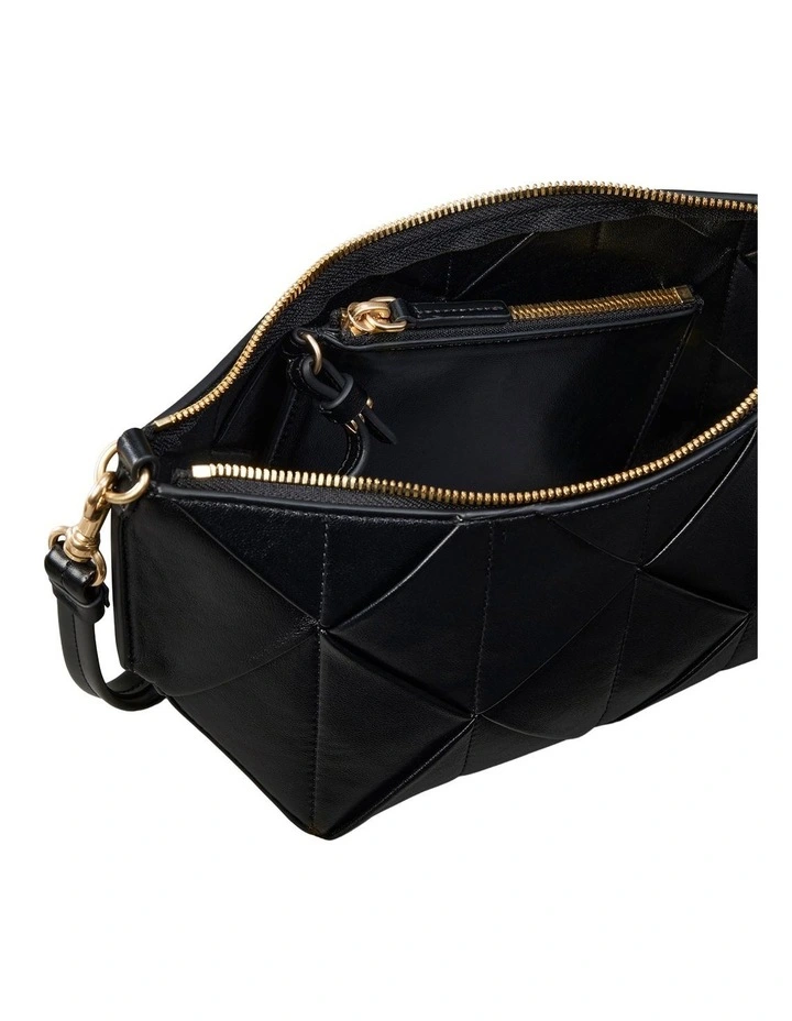 Woven Shoulder Bag in Black image 3
