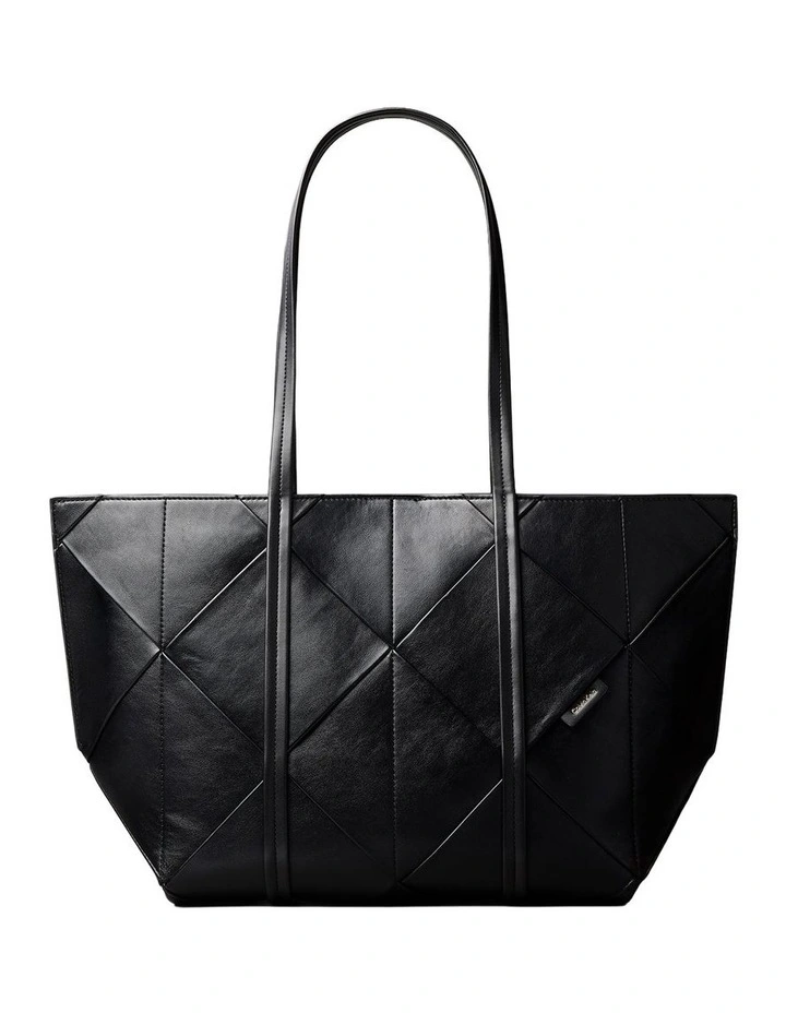 Woven Tote Bag in Black image 1
