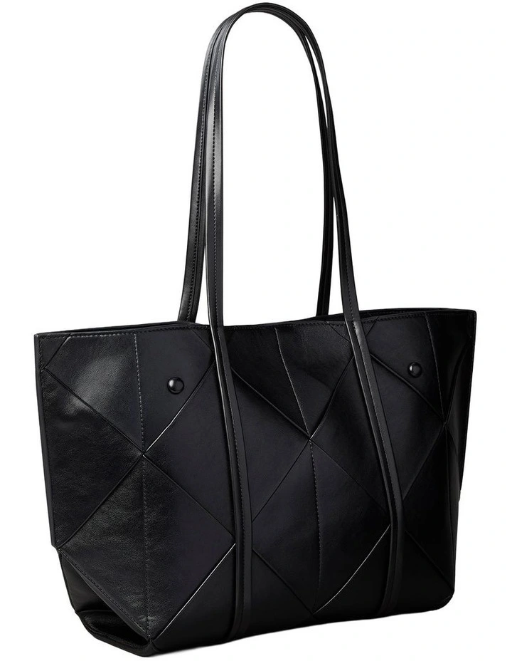Woven Tote Bag in Black image 2