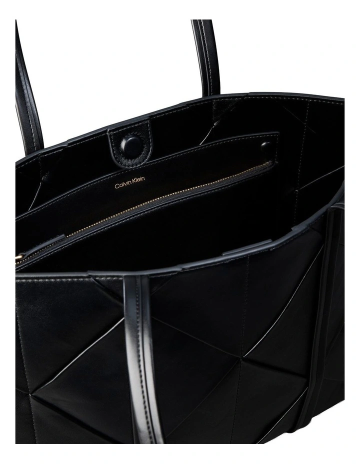 Woven Tote Bag in Black image 3