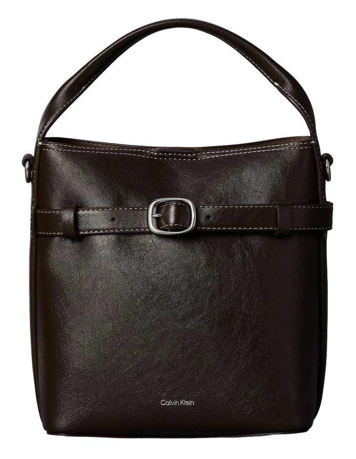 Buckle Mini Bucket Crossbody Bag in Chocolate image 1