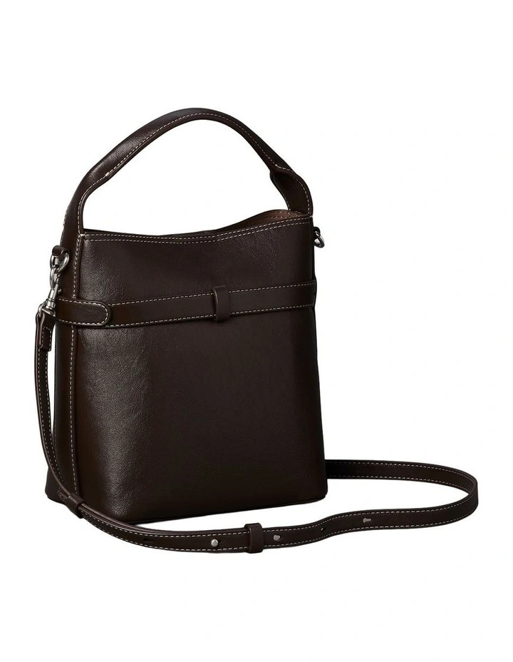 Buckle Mini Bucket Crossbody Bag in Chocolate image 2