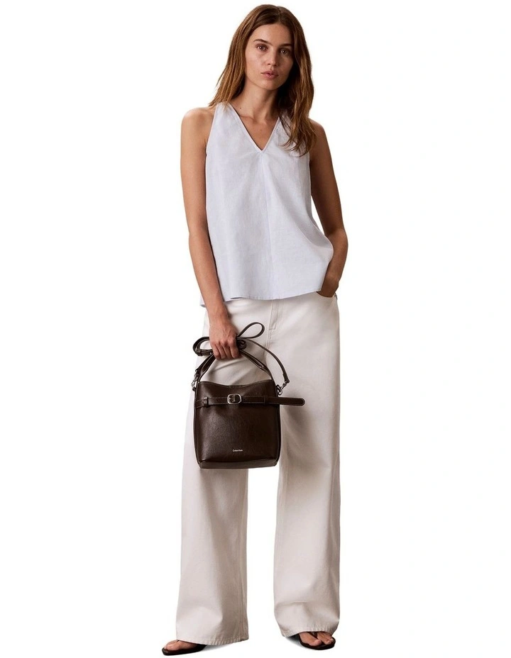 Buckle Mini Bucket Crossbody Bag in Chocolate image 4