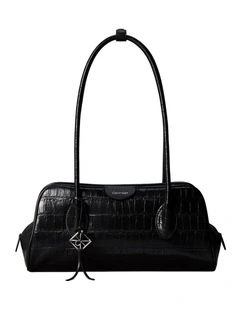 Emblem Trio Shoulder Bag in Black Croc