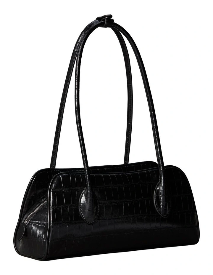 Emblem Trio Shoulder Bag in Black Croc image 2