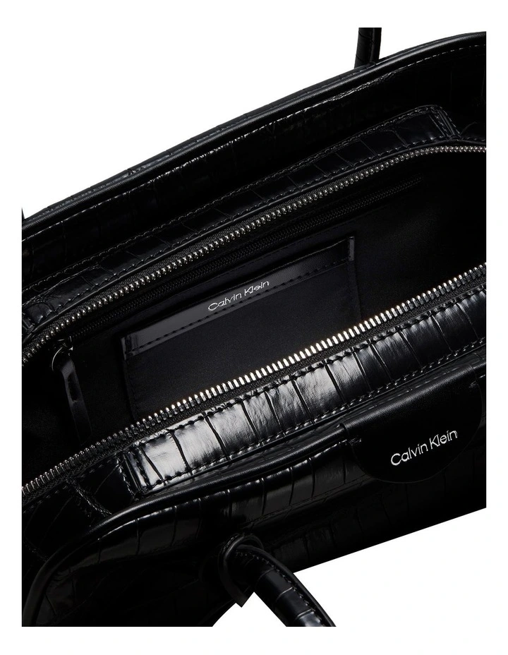 Emblem Trio Shoulder Bag in Black Croc image 3