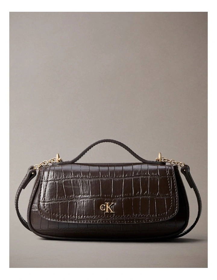 Convertible Top Handle Croc Crossbody Flap Bag in Delicioso image 1