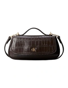 Top Handle Croc Crossbody Flap Bag in Delicioso