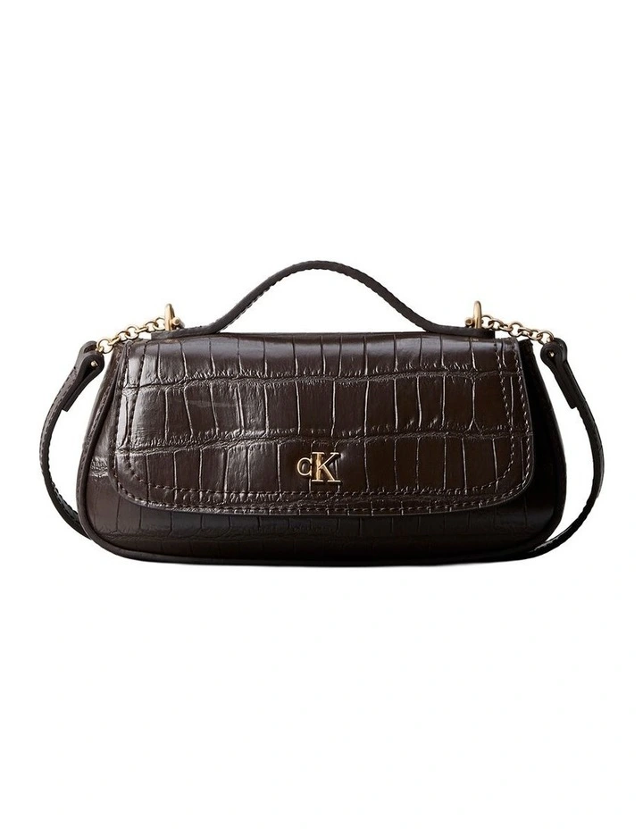 Top Handle Croc Crossbody Flap Bag in Delicioso image 1