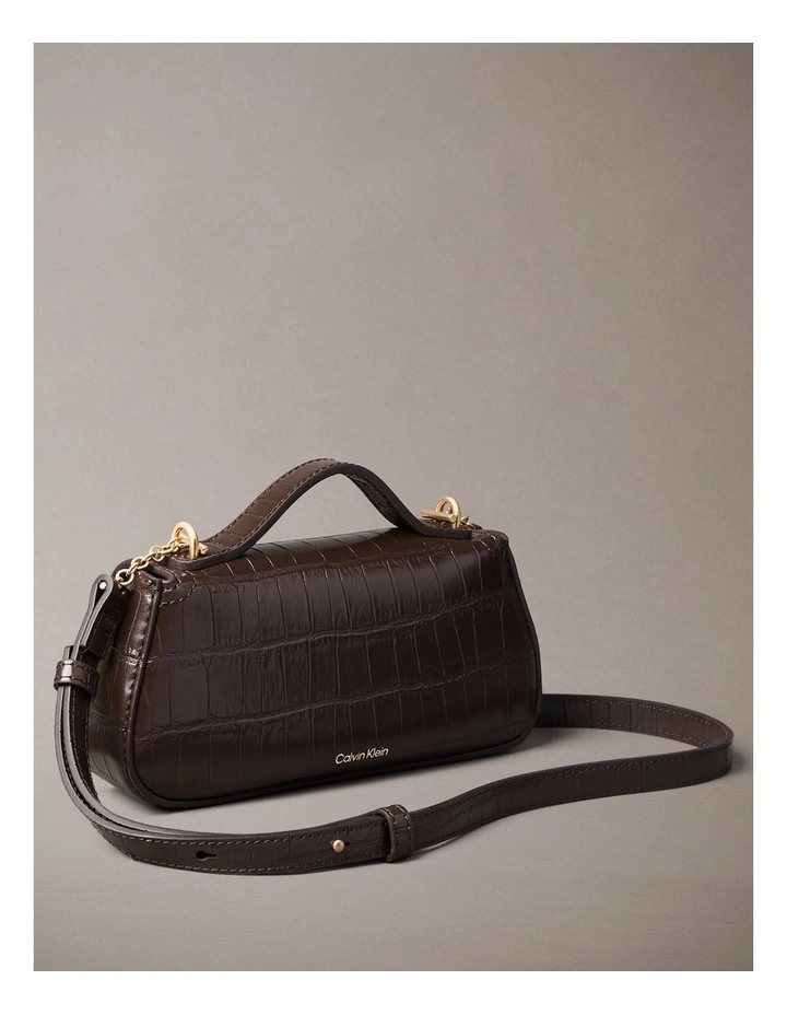 Convertible Top Handle Croc Crossbody Flap Bag in Delicioso image 2