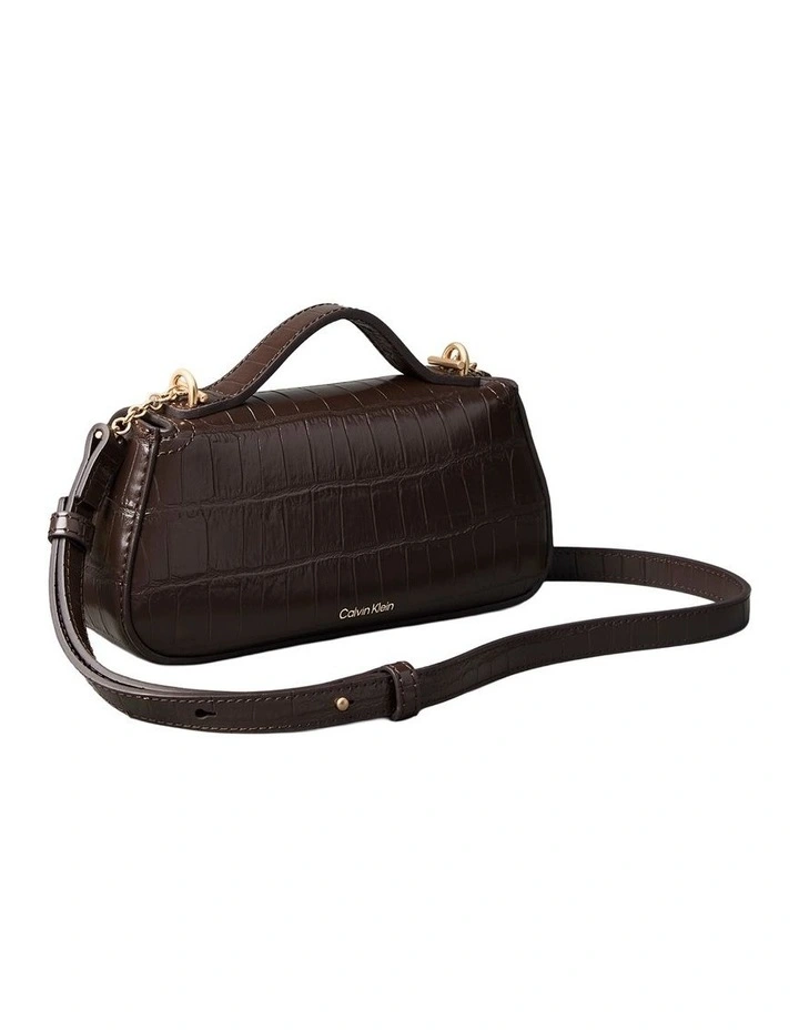 Top Handle Croc Crossbody Flap Bag in Delicioso image 2