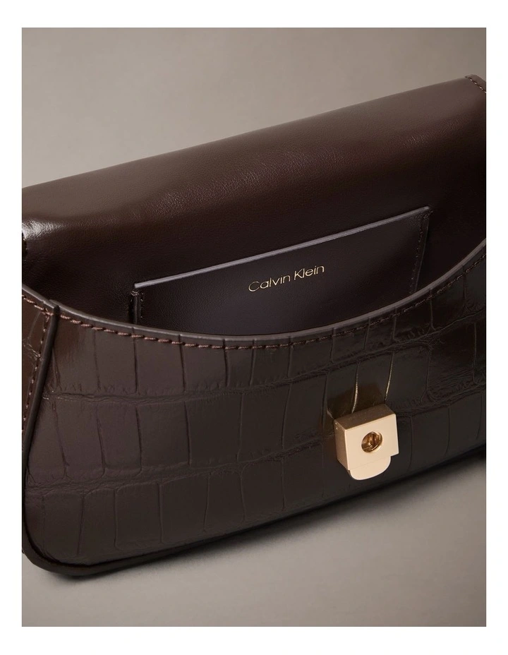 Convertible Top Handle Croc Crossbody Flap Bag in Delicioso image 3