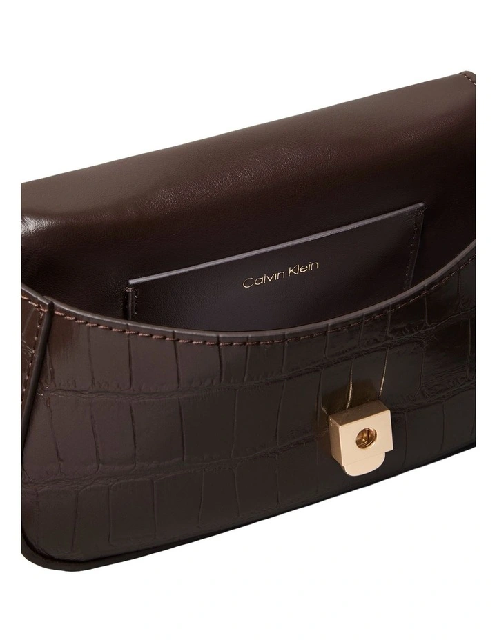 Top Handle Croc Crossbody Flap Bag in Delicioso image 3