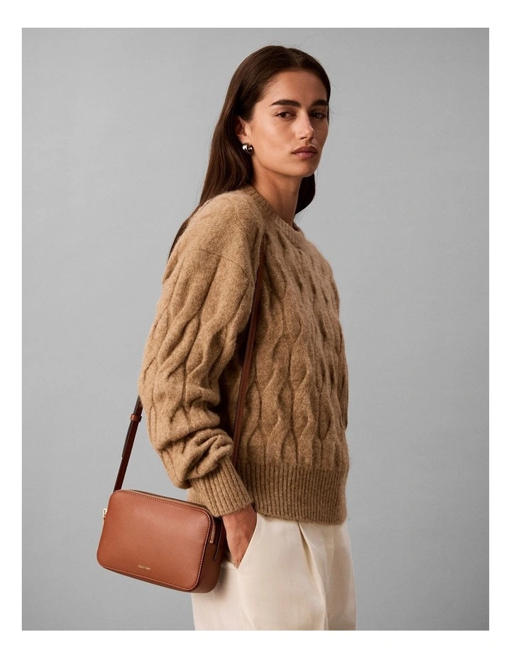 Foil Logo Crossbody Camera Bag in Natural Umber image 4