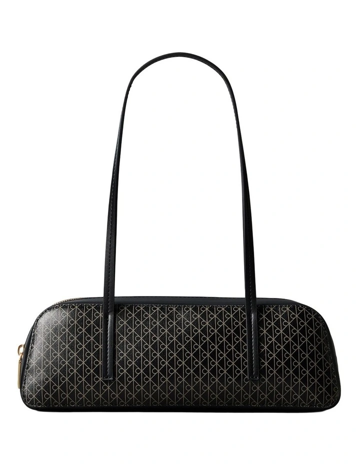 Emblem Allover Print Bauletto Shoulder Bag in Black image 1