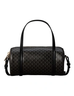 Emblem Allover Print Small Duffle Bag in Black