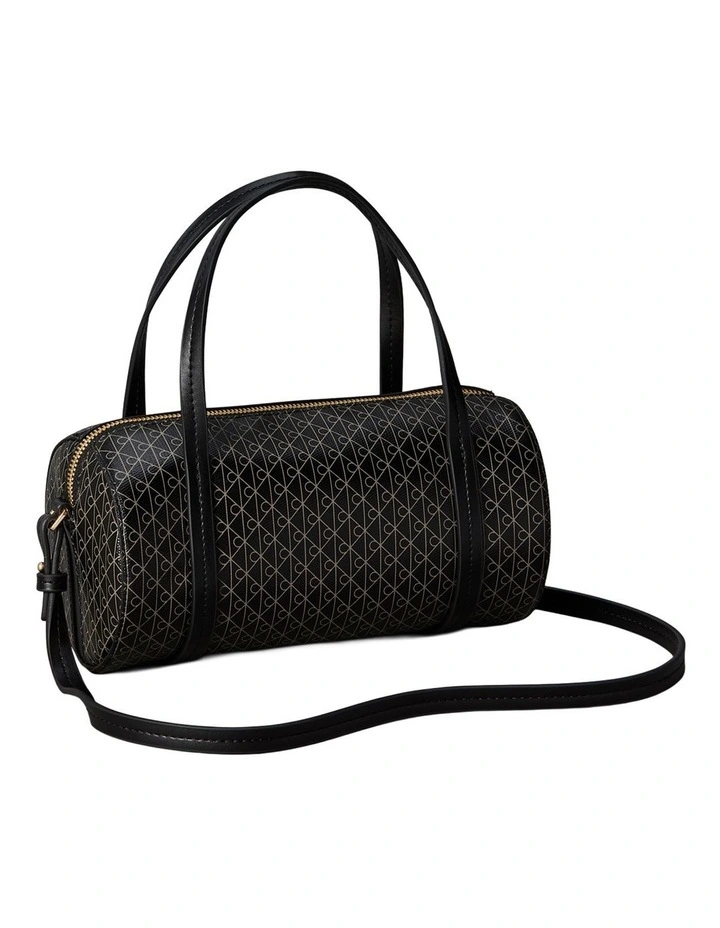 Emblem Allover Print Small Duffle Bag in Black image 2