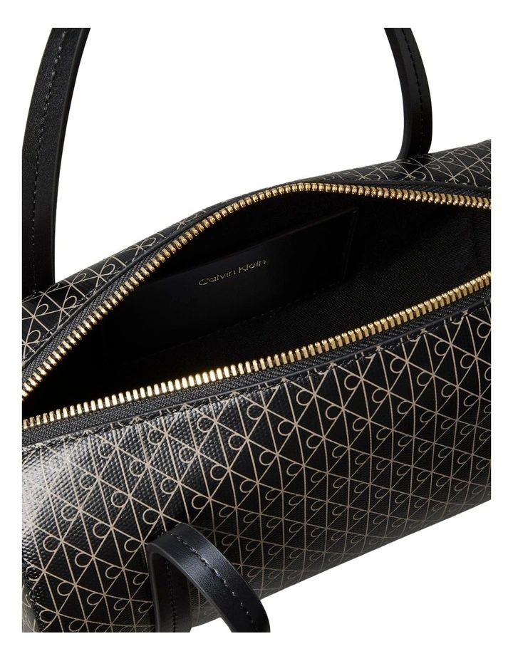 Emblem Allover Print Small Duffle Bag in Black image 3