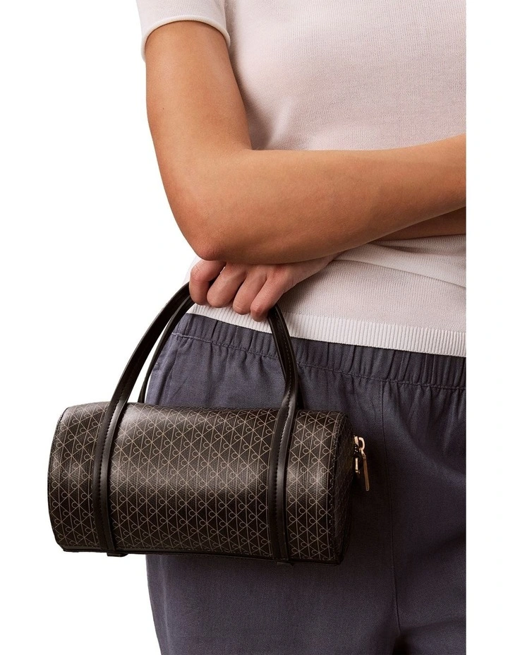 Emblem Allover Print Small Duffle Bag in Black image 4