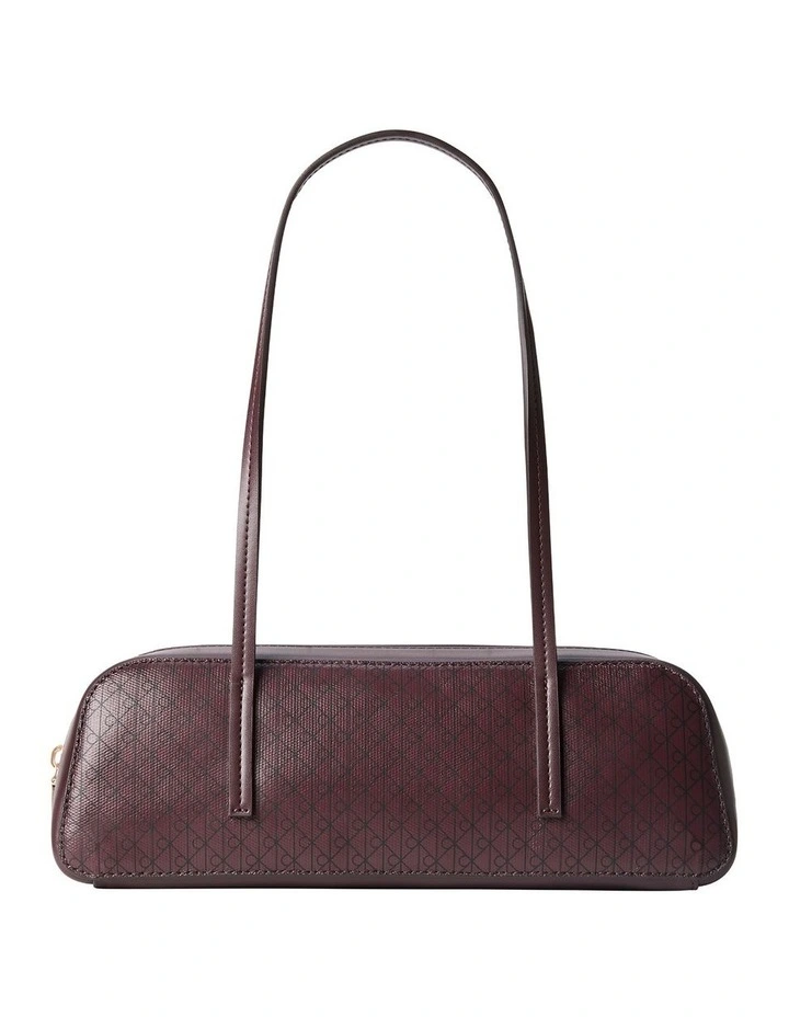 Emblem Allover Print Bauletto Shoulder Bag in Fudge image 1