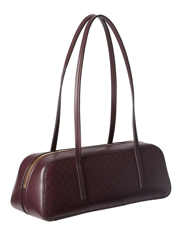 Emblem Allover Print Bauletto Shoulder Bag in Fudge image 2
