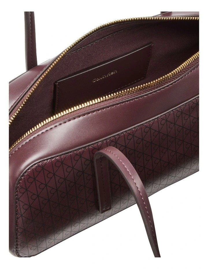 Emblem Allover Print Bauletto Shoulder Bag in Fudge image 3
