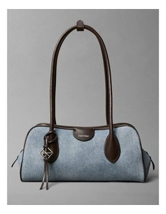 Emblem Trio Shoulder Bag in Light Wash Denim