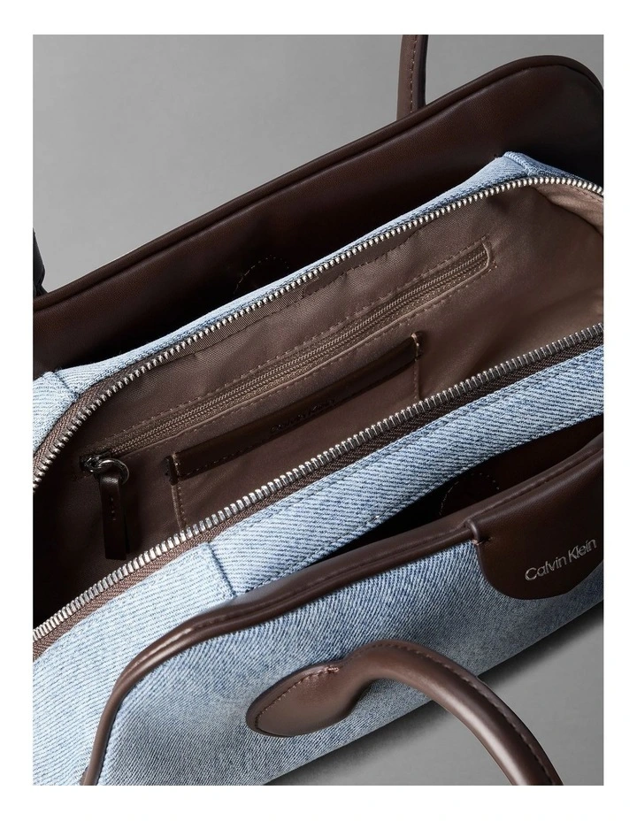 Emblem Trio Shoulder Bag in Light Wash Denim image 3