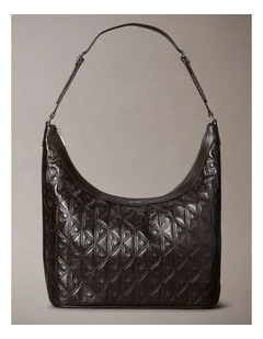 Emblem Allover Print Debossed Shoulder Bag in Delicioso