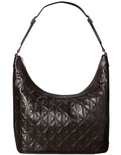 Emblem Allover Print Debossed Shoulder Bag in Delicioso