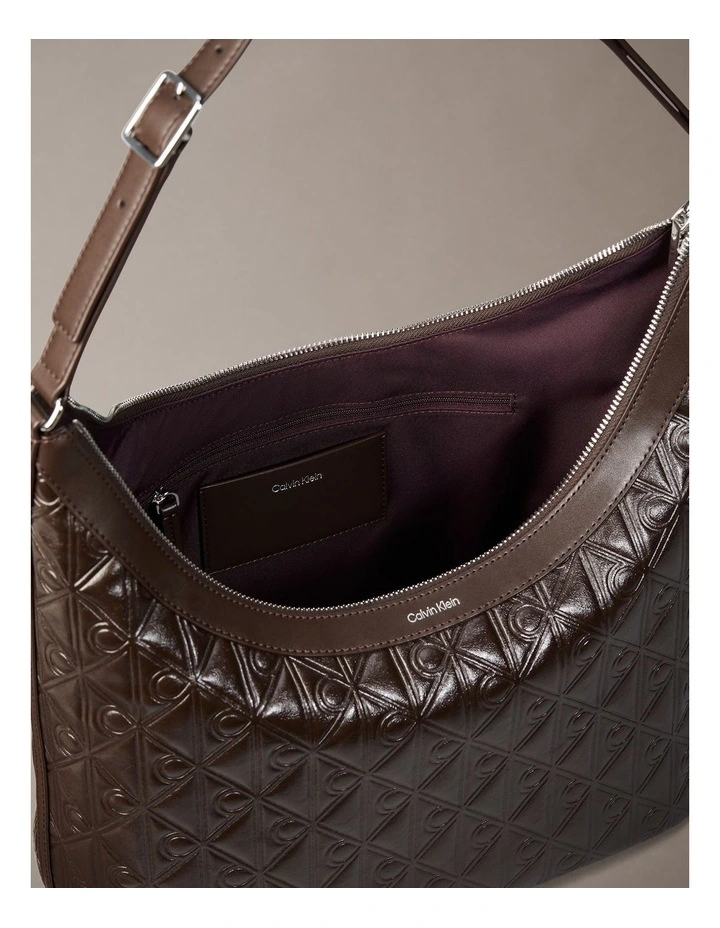 Emblem Allover Print Debossed Shoulder Bag in Delicioso image 3