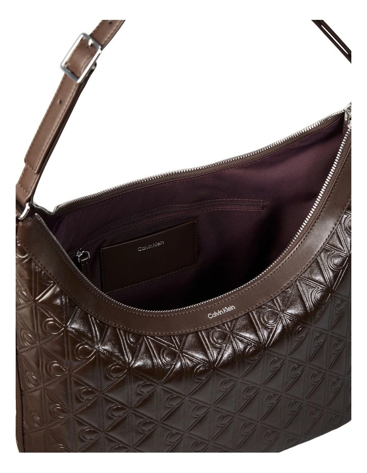 Emblem Allover Print Debossed Shoulder Bag in Delicioso image 3