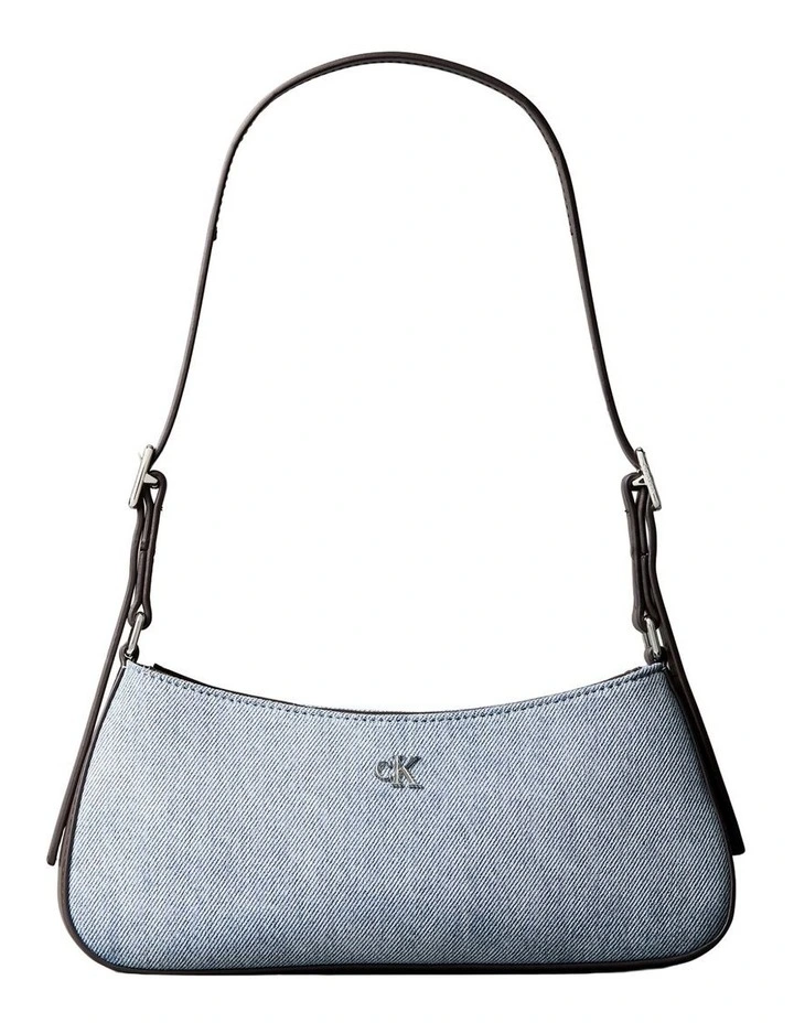 Monogram Logo Hardware Shoulder Bag in Light Wash Denim image 1