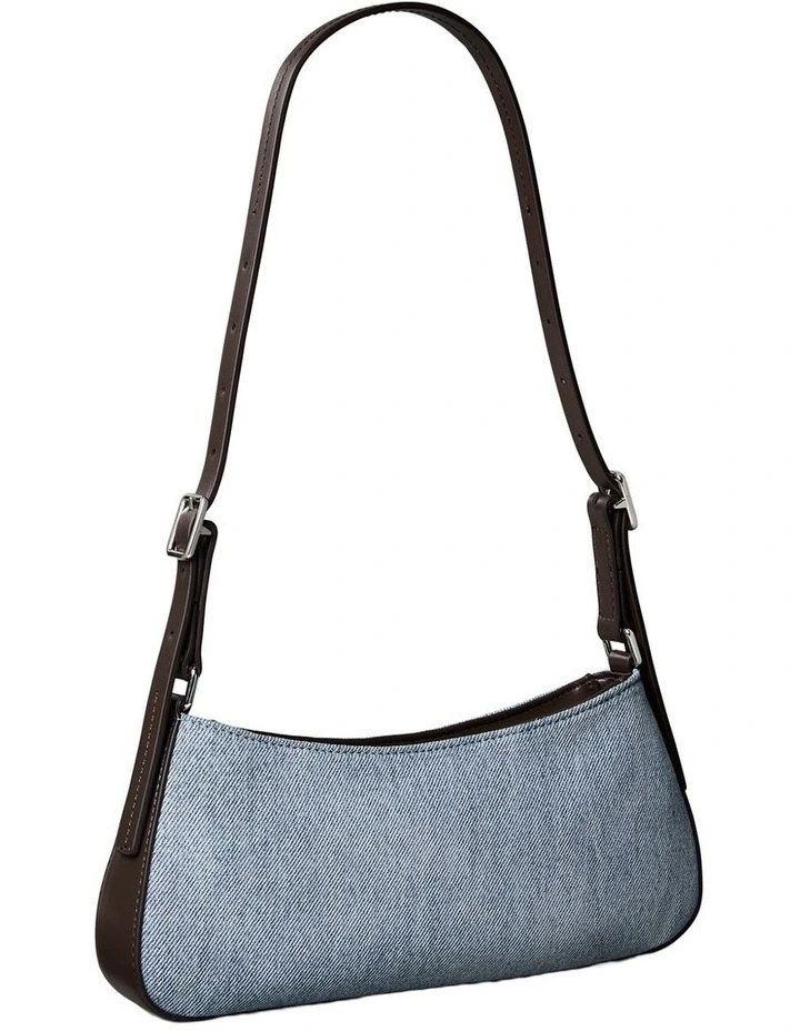 Monogram Logo Hardware Shoulder Bag in Light Wash Denim image 2