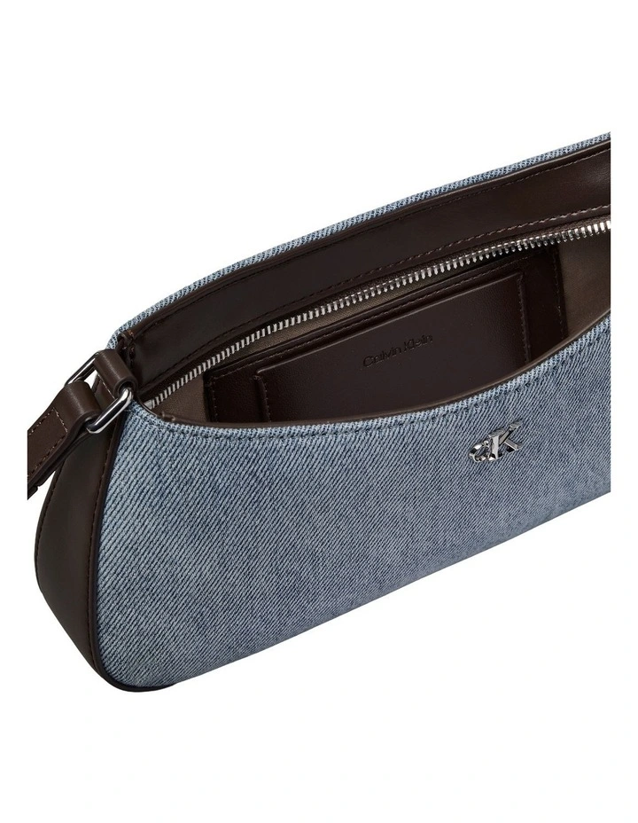 Monogram Logo Hardware Shoulder Bag in Light Wash Denim image 3