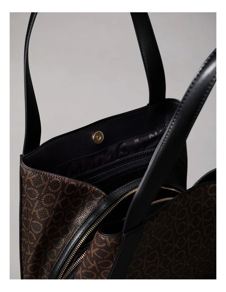 Masie Tote Bag in Brown/Khaki/Black image 3