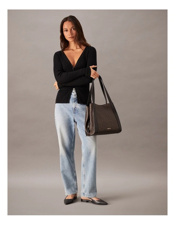 Masie Tote Bag in Brown/Khaki/Black image 4