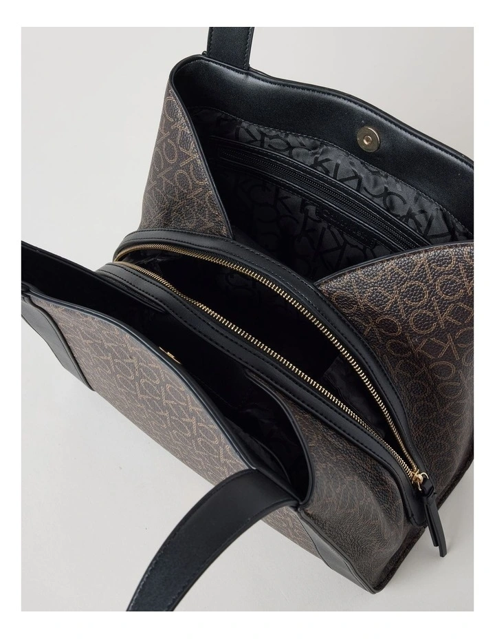 Masie Tote Bag in Brown/Khaki/Black image 4