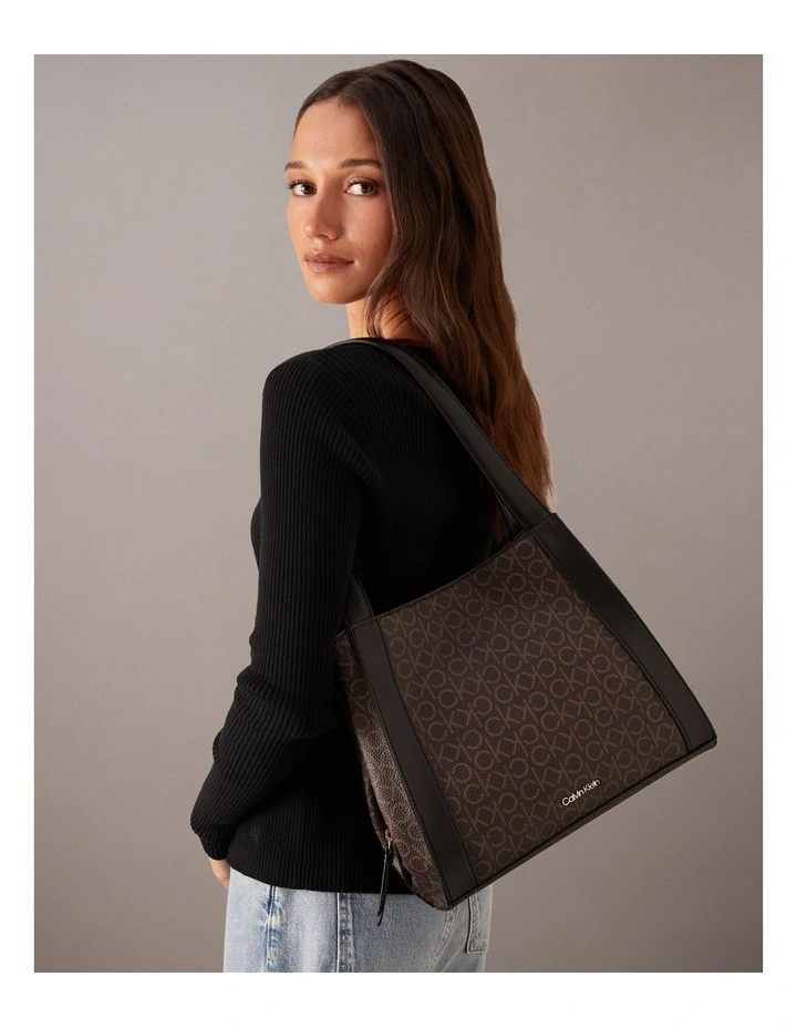 Masie Tote Bag in Brown/Khaki/Black image 5