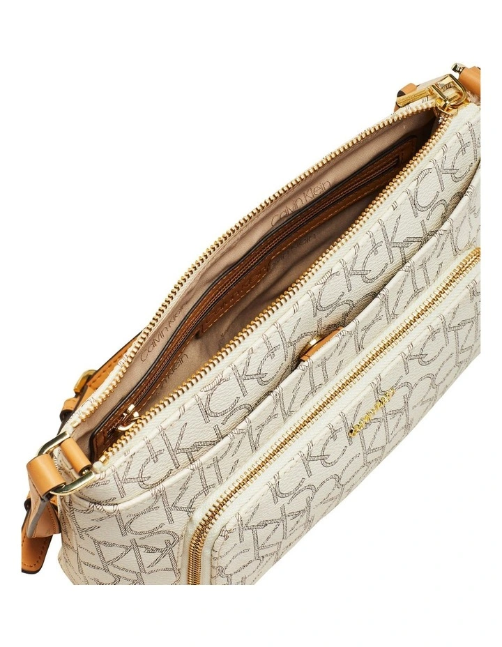 Faux Leather Crossbody Bag in White image 3